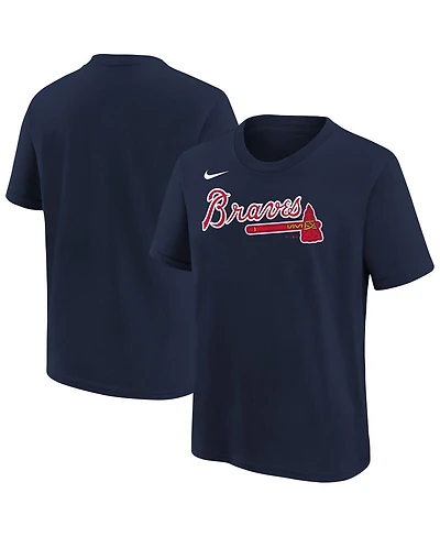 Nike Big Boys and Girls Athletic Navy Atlanta Braves Wordmark T-Shirt