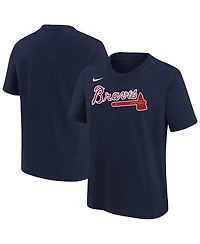 Nike Big Boys and Girls Athletic Navy Atlanta Braves Wordmark T-Shirt