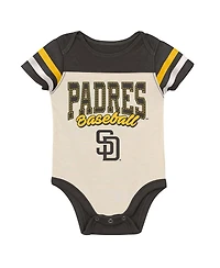 Outerstuff Baby Boys and Girls 3-Piece Brown San Diego Padres Up One Bodysuit, Bib Booties Set