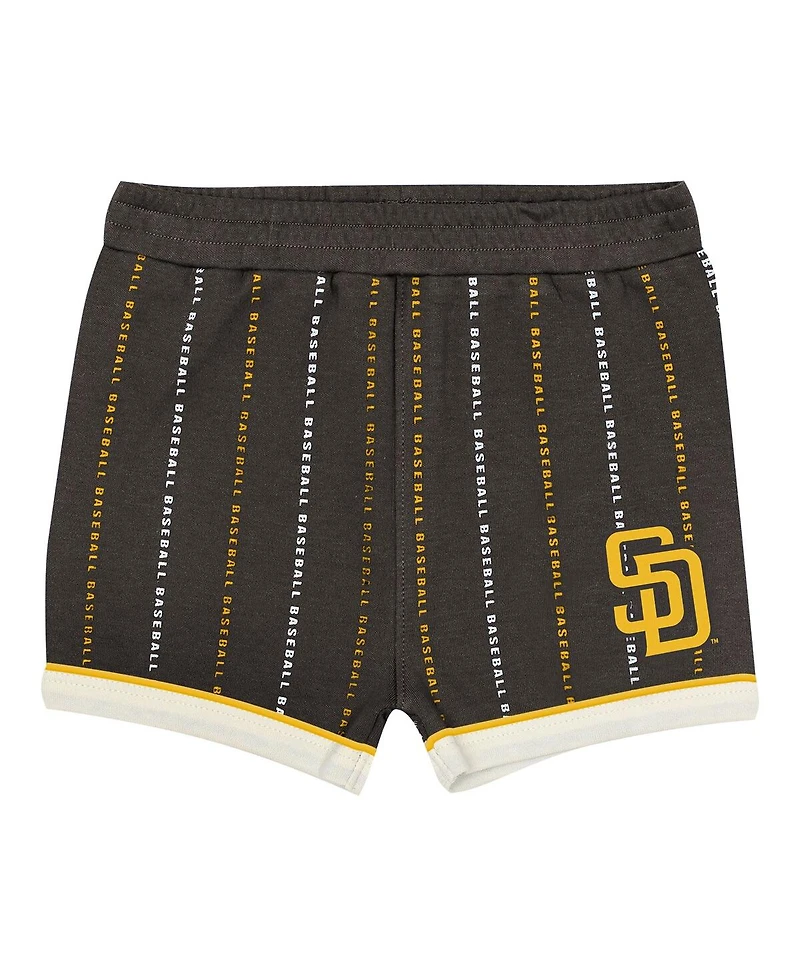Outerstuff Baby Boys and Girls 2-Piece White/Brown San Diego Padres Lead Run Diaper Cover Bodysuit Shorts Set