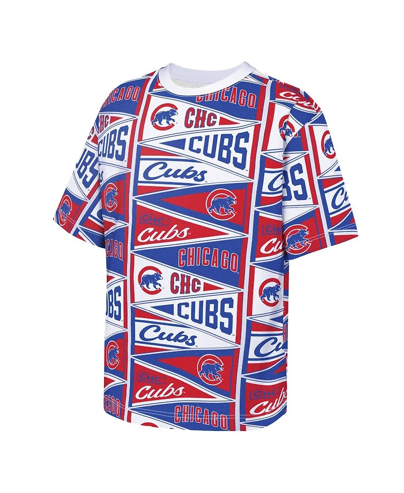 Outerstuff Big Boys and Girls Red Chicago Cubs All-Over Pennant T-Shirt