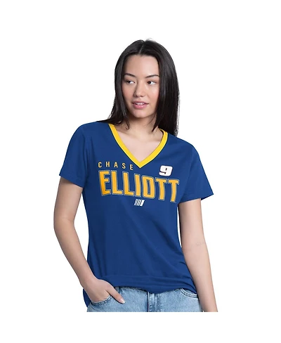 G-iii 4Her by Carl Banks Women's Royal Chase Elliott Best Team V-Neck T-Shirt