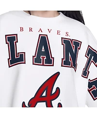 G-iii 4Her by Carl Banks Women's White Atlanta Braves Bleachers Cropped Pullover Sweatshirt