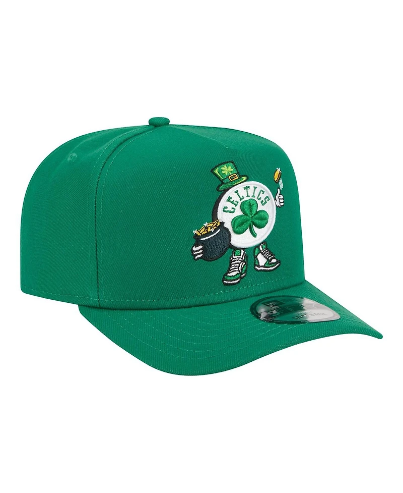 New Era Men's Kelly Green Boston Celtics Injection Cartoon Logo A-Frame 9FIFTY Adjustable Hat