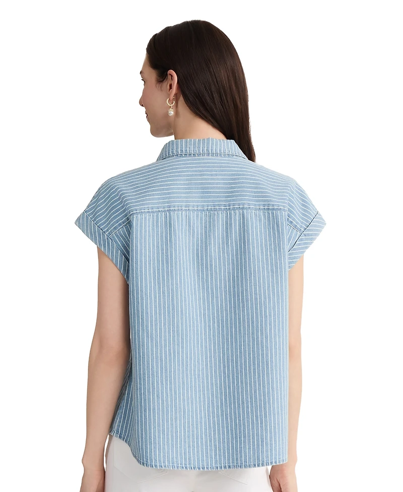 Jones New York Petite Button-Front Collared Neck Top