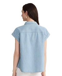 Jones New York Petite Button-Front Collared Neck Top