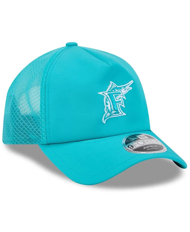 New Era Men's Teal Florida Marlins 2026 Batting Practice Alternate Apex 9FORTY Adjustable Hat