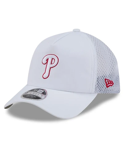 New Era Men's White Philadelphia Phillies 2026 Batting Practice Apex 9FORTY Adjustable Trucker Hat