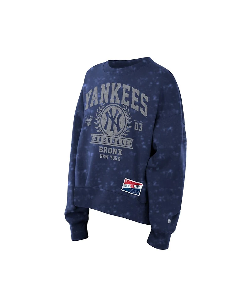 New Era Women's Navy York Yankees Throwback Oversized Boxy Sweatshirt