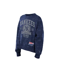 New Era Women's Navy York Yankees Throwback Oversized Boxy Sweatshirt