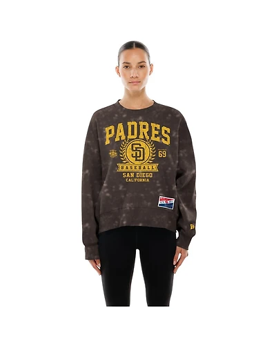 New Era Women's Brown San Diego Padres Throwback Oversized Boxy Sweatshirt
