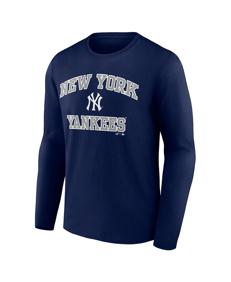 Logo Athletic Men's Navy New York Yankees Heart Soul Long Sleeve T-Shirt