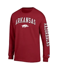Champion Men's Cardinal Arkansas Razorbacks Arch Over Logo 2-Hit Long Sleeve T-Shirt