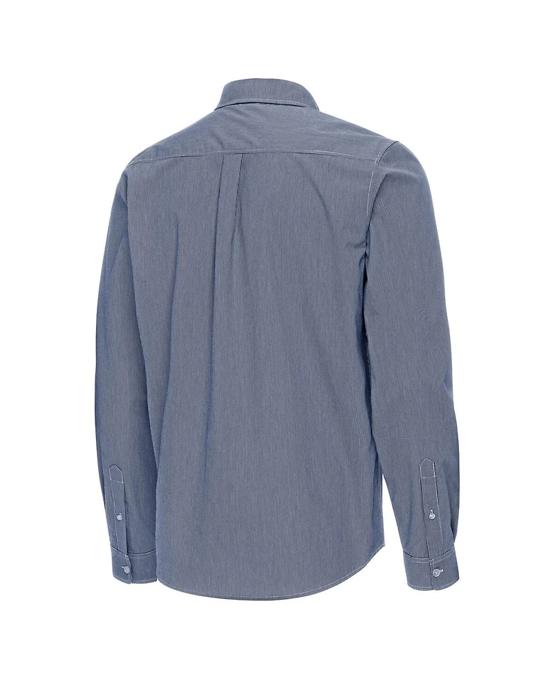 Antigua Men's Navy Notre Dame Fighting Irish Porter Woven Tri-Blend Long Sleeve Button-Down Shirt