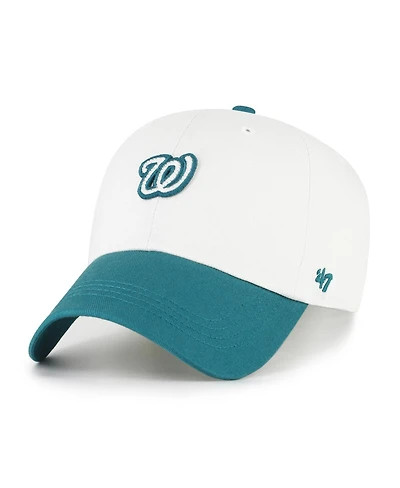 '47 Brand Men's White/Teal Washington Nationals Contemporary Tonal Clean Up Adjustable Hat