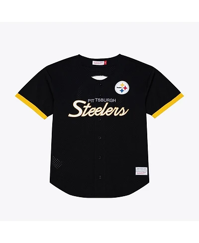 Mitchell & Ness Men's Black Pittsburgh Steelers Head Coach Mesh Full-Button Fashion Jersey