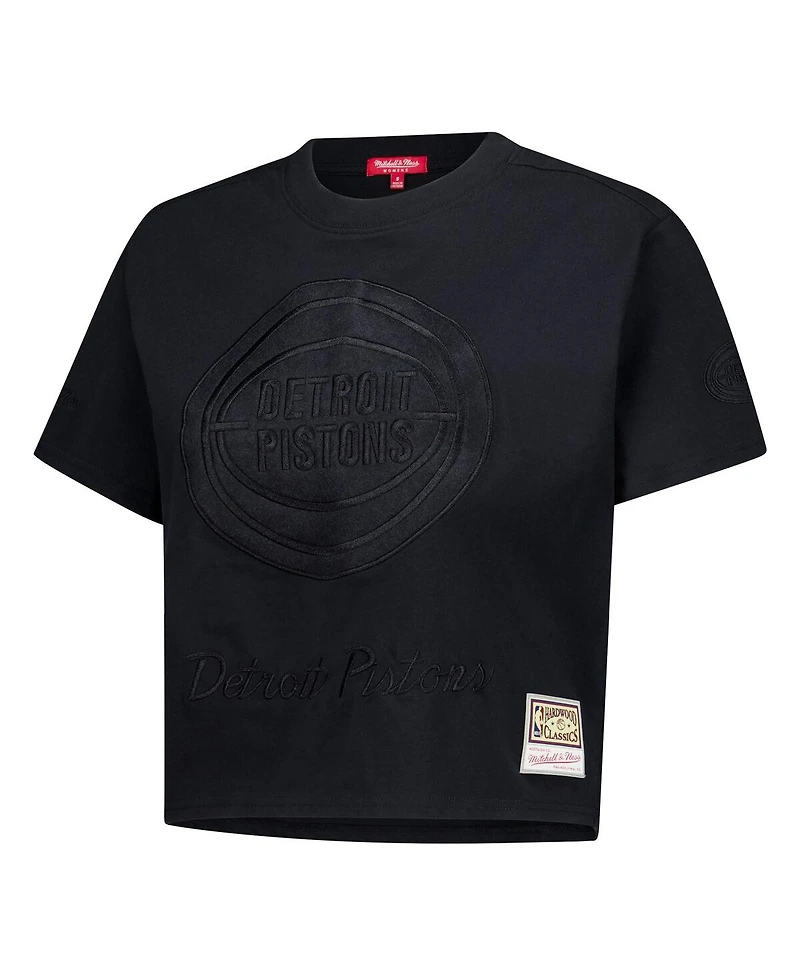 Mitchell & Ness Women's Black Detroit Pistons Phantom Cropped T-Shirt