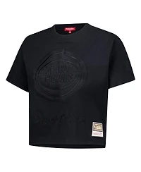 Mitchell & Ness Women's Black Detroit Pistons Phantom Cropped T-Shirt