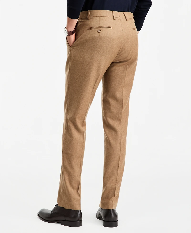 Tommy Hilfiger Men's Modern-Fit Wool Tan Flannel Suit Separates Pant