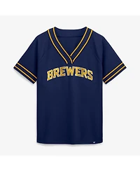 Fanatics Women's Navy Milwaukee Brewers Diva Race Ahead Raglan V-Neck T-Shirt