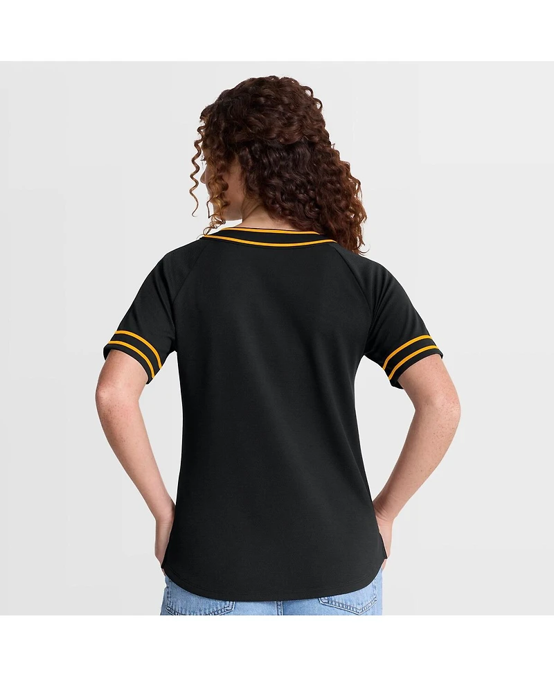 Fanatics Women's Black Pittsburgh Pirates Diva Race Ahead Raglan V-Neck T-Shirt