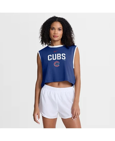 Nike Women's Royal Chicago Cubs Primetime Loose Dri-fit Cropped Tank Top