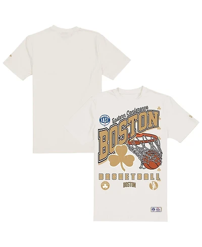 New Era Men's Cream Boston Celtics Oversized City Edition Remix Vintage T-Shirt