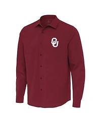 Antigua Men's Cardinal Oklahoma Sooners Exposure Woven Long Sleeve Button-Up Shirt