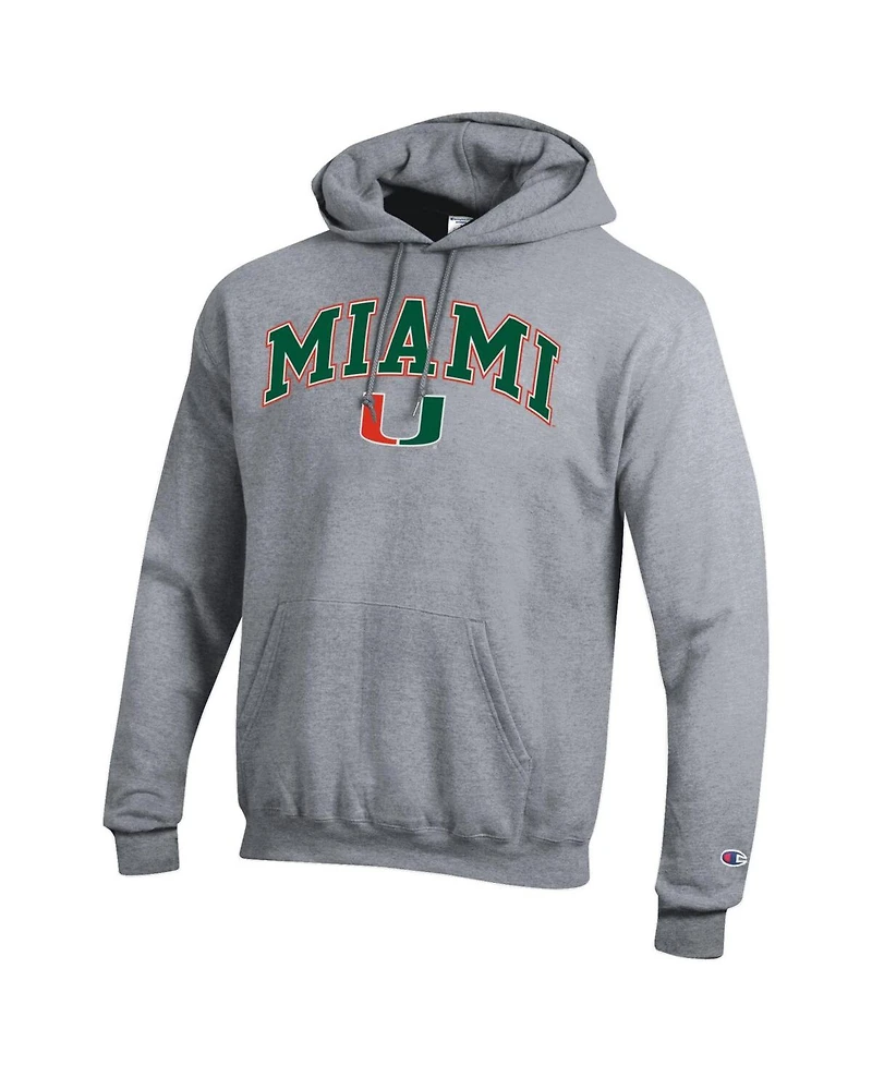 Champion Men's Heather Gray Miami Hurricanes Arch Over Logo Pullover Hoodie