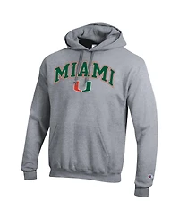 Champion Men's Heather Gray Miami Hurricanes Arch Over Logo Pullover Hoodie