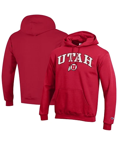 Champion Men's Scarlet Utah Utes Arched Logo Fleece Pullover Hoodie