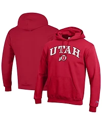 Champion Men's Scarlet Utah Utes Arched Logo Fleece Pullover Hoodie