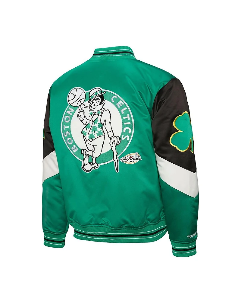 Mitchell & Ness Men's Green Boston Celtics Throw It Back Heavyweight Full-Zip Satin Jacket