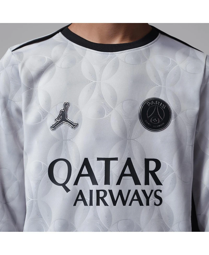 Jordan Big Boys and Girls Gray Paris Saint-Germain Long Sleeve Pre-Match Dri-fit Jersey