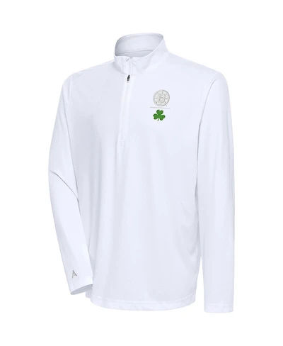 Antigua Men's White Boston Bruins Shamrock Tribute Quarter-Zip