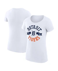 G-iii 4Her by Carl Banks Women's White Detroit Tigers Super-Slim Fit Lightweight City Graphic T-Shirt