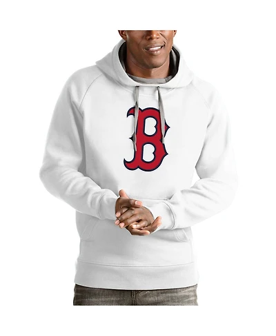 Antigua Men's White Boston Red Sox Victory Pullover Team Logo Hoodie