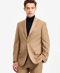 Tommy Hilfiger Mens Modern Fit Wool Tan Flannel Suit Separates