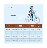 14 Inch Kids Bike with Training Wheels Basket Adjustable Ages 3 to 8