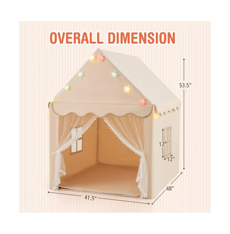 Hongge Kids Playhouse Tent with Star Lights and Mat