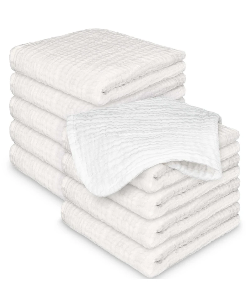 KeaBabies 10 Pack Lyra Muslin Baby Washcloths Large 12x12 Soft Absorbent Cotton Muslin Wash Cloths Burp Rags Face Cloth Towel