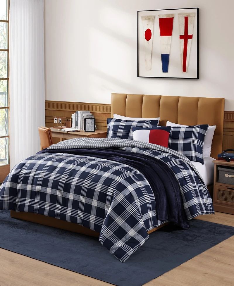 Tommy Hilfiger Huntingdon Plaid Washed Microfiber -Pc. Comforter Set