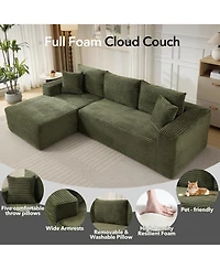gaomon 108-Inch Cloud Sectional Couch with L-Shape Chaise- Modern Plush Corduroy Sofa for Living Room