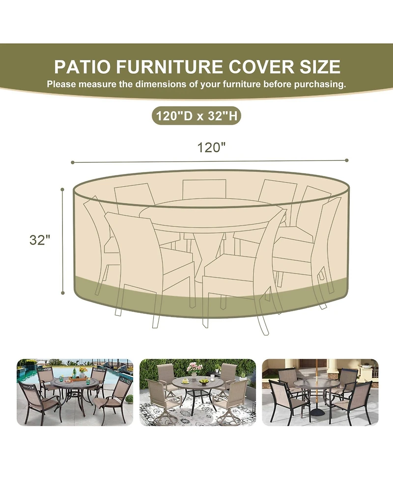 Aoodor Heavy Duty Outdoor Furniture Set Cover, 600D Waterproof Oxford Patio Sectional Set Cover Covers with Air Vents for Patio General Purpose Table