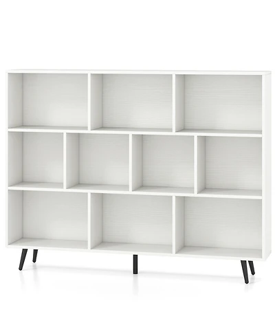 Slickblue 10-Cube Organizer Bookcase with Sturdy Metal Legs