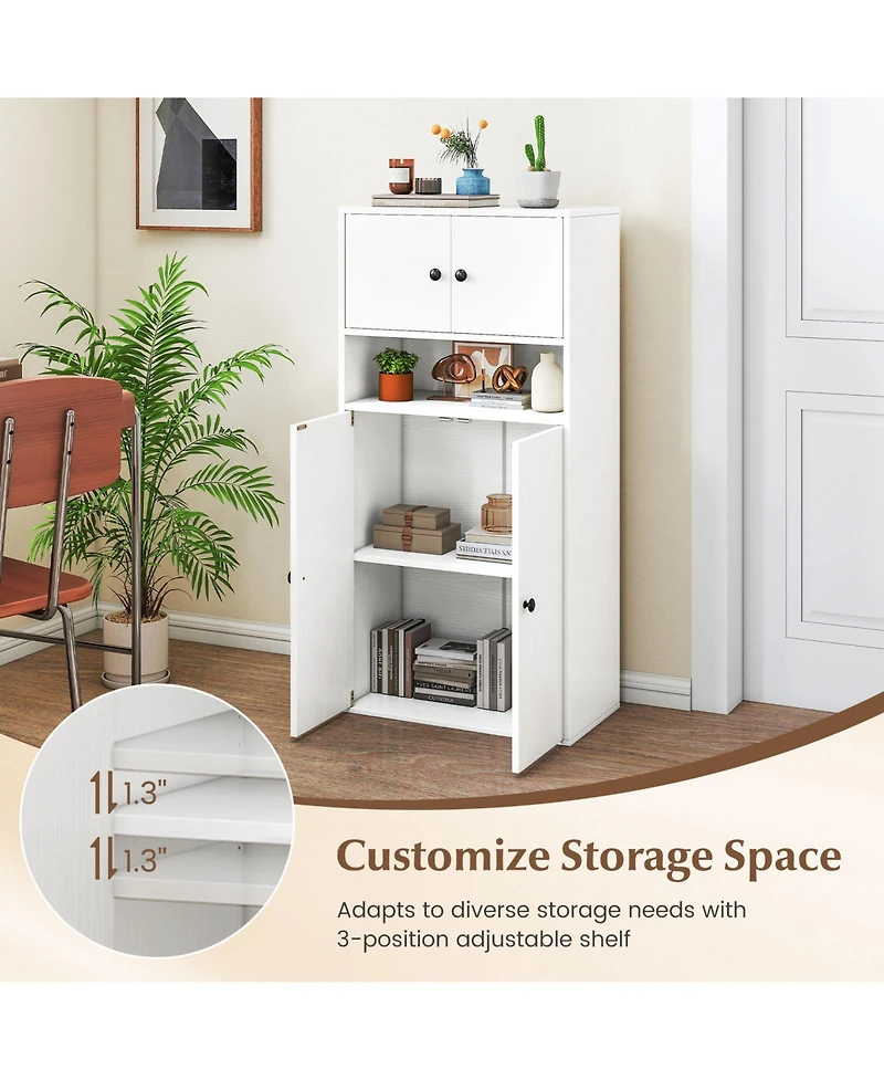 Slickblue Tall 44" Bookcase with Storage Doors and Shelves