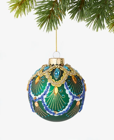 Holiday Lane Peacock Embellished Ball Ornament, Macy's Exclusive
