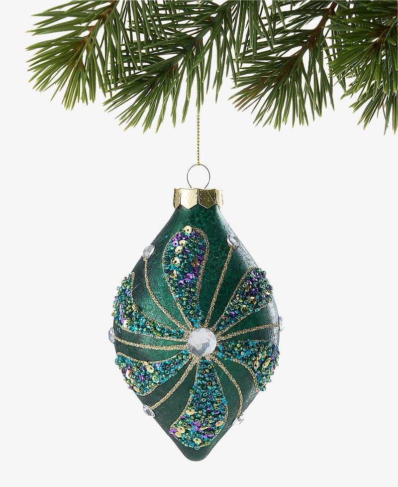 Holiday Lane Peacock Beaded Drop Ornament, Macy's Exclusive