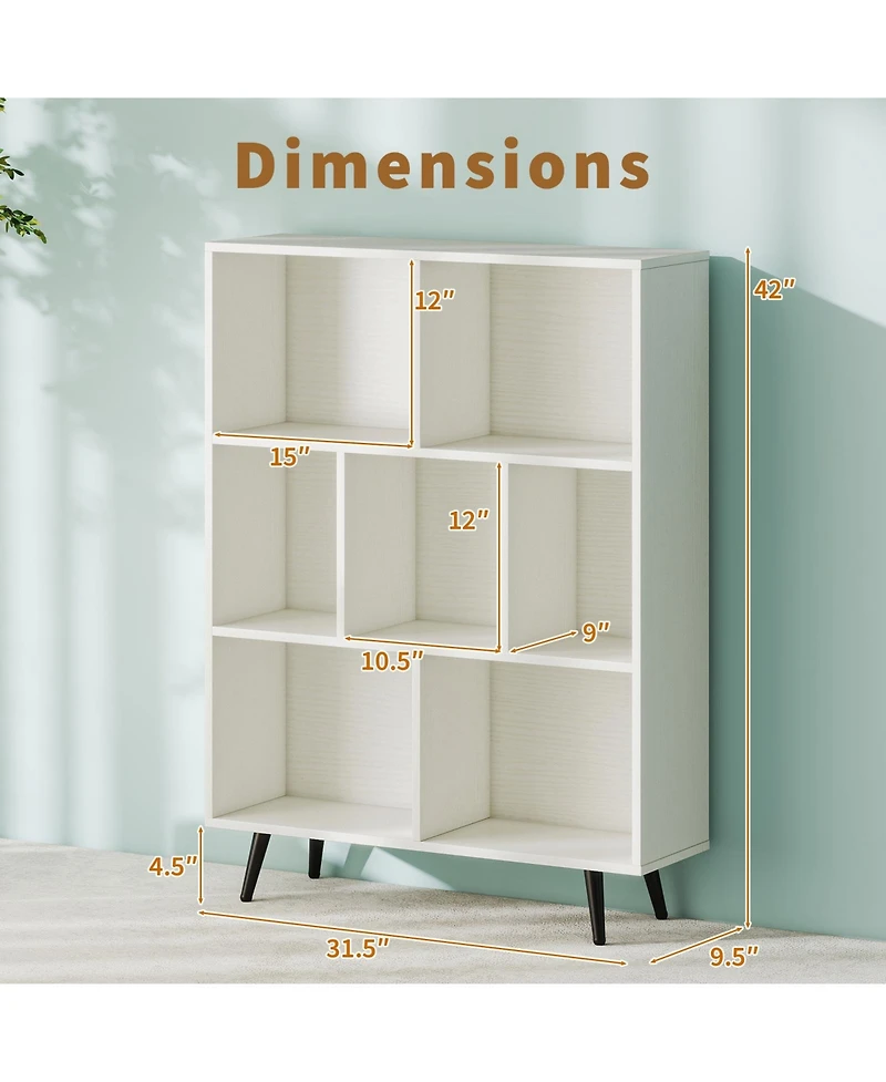 Slickblue 7-Cube Organizer Bookcase with Sturdy Metal Legs