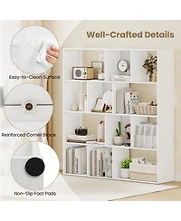 Slickblue 4-Tier Open Shelf Bookcase with 12 Storage Compartments